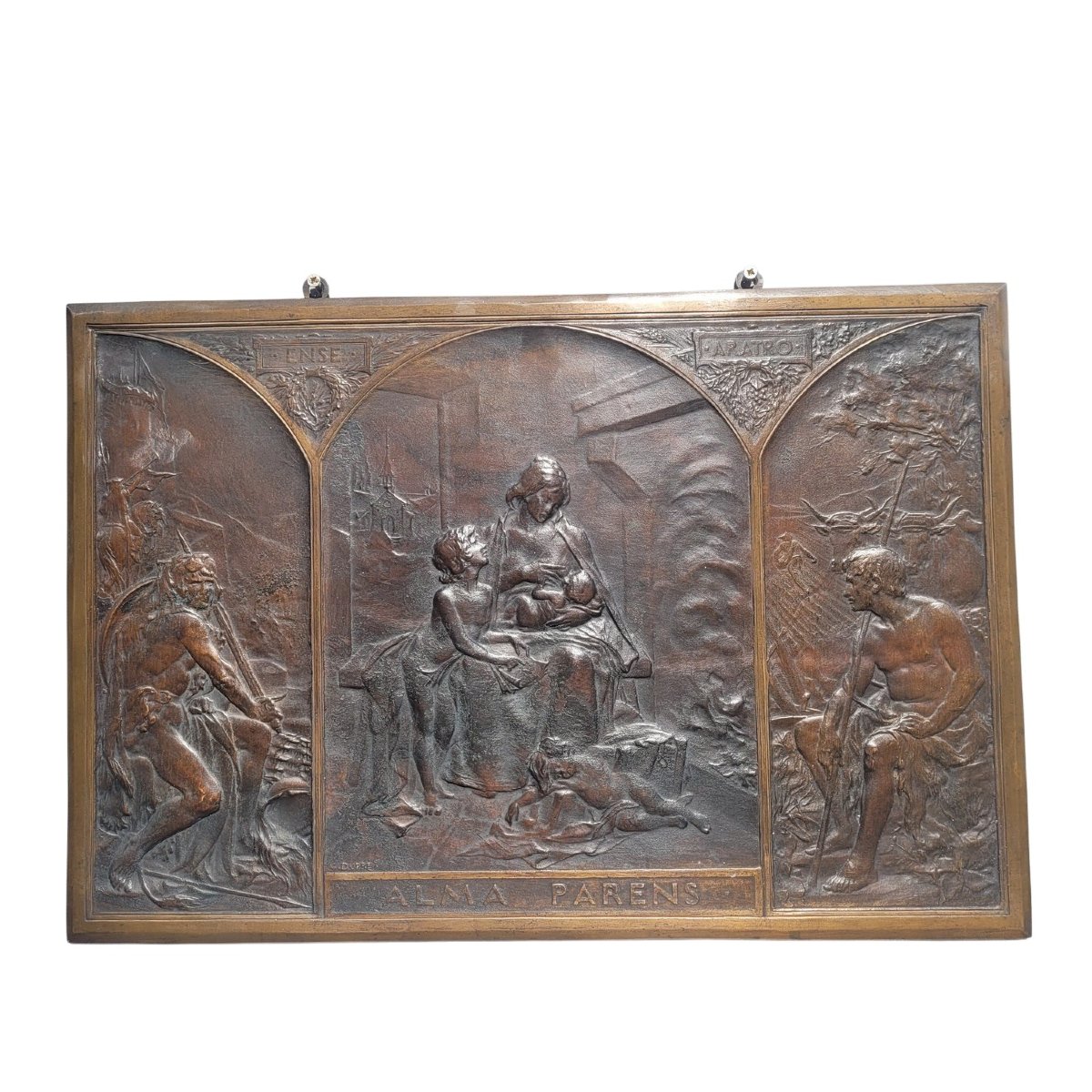 G Dupré, Alma Parens, grande Allégorie en bronze en relief, début  XXème siècle