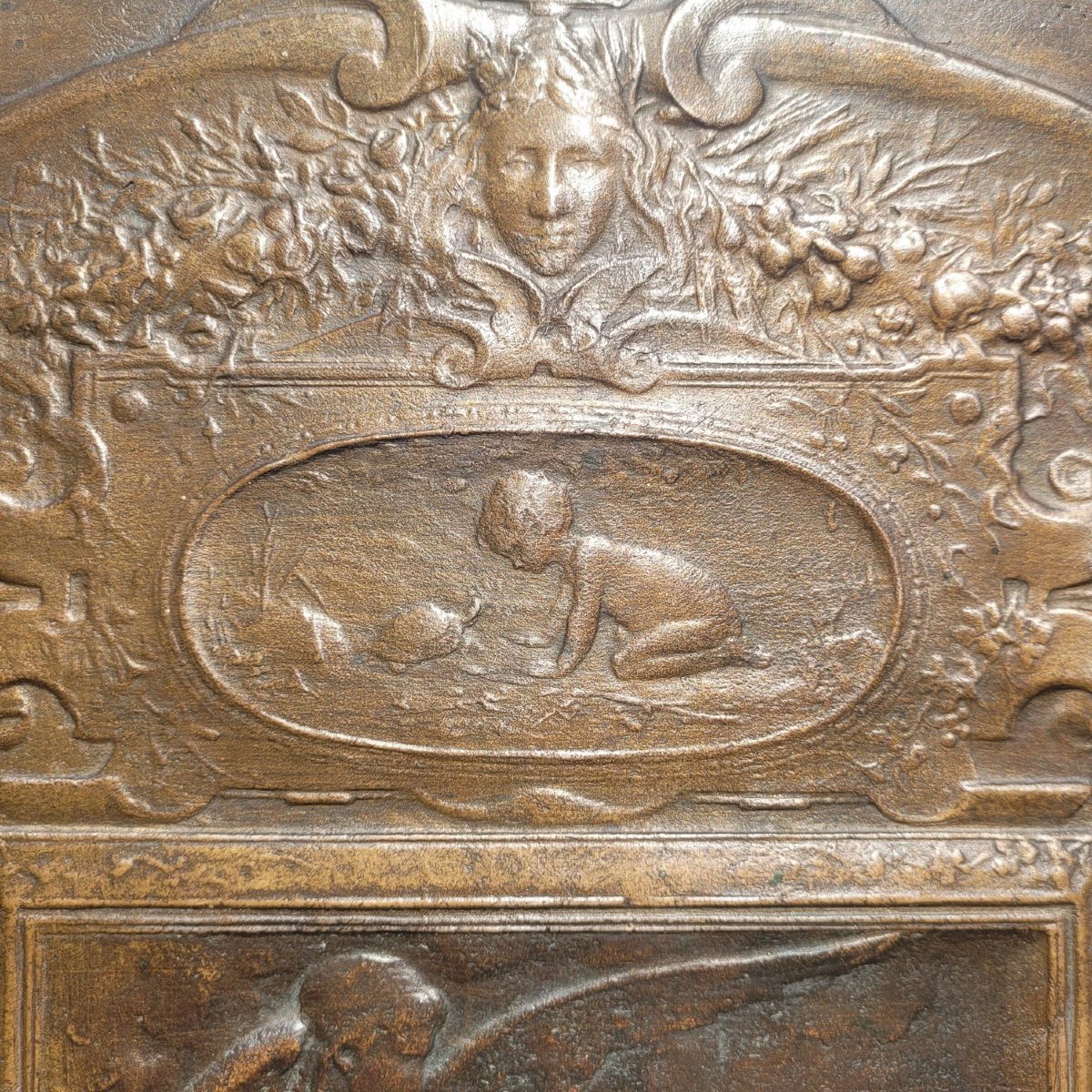D'apres G Dupré, L'Enigme, sujet mythologique en bronze haut relief, XXème siècle-photo-4