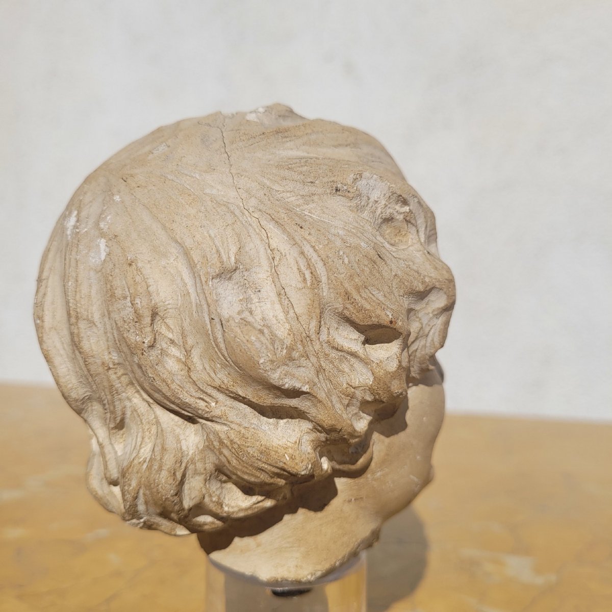 Sculpture Tête d'enfant en pierre, XVII/XVIIIème siècle-photo-7
