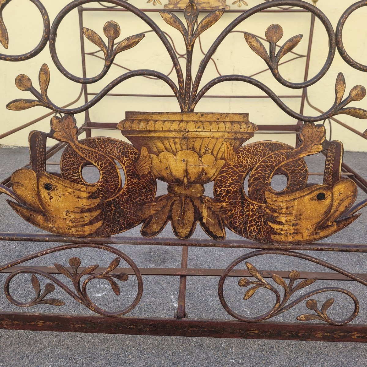 Painted Iron Genoese Bed, W150 Cm, Early 19th Century-photo-4