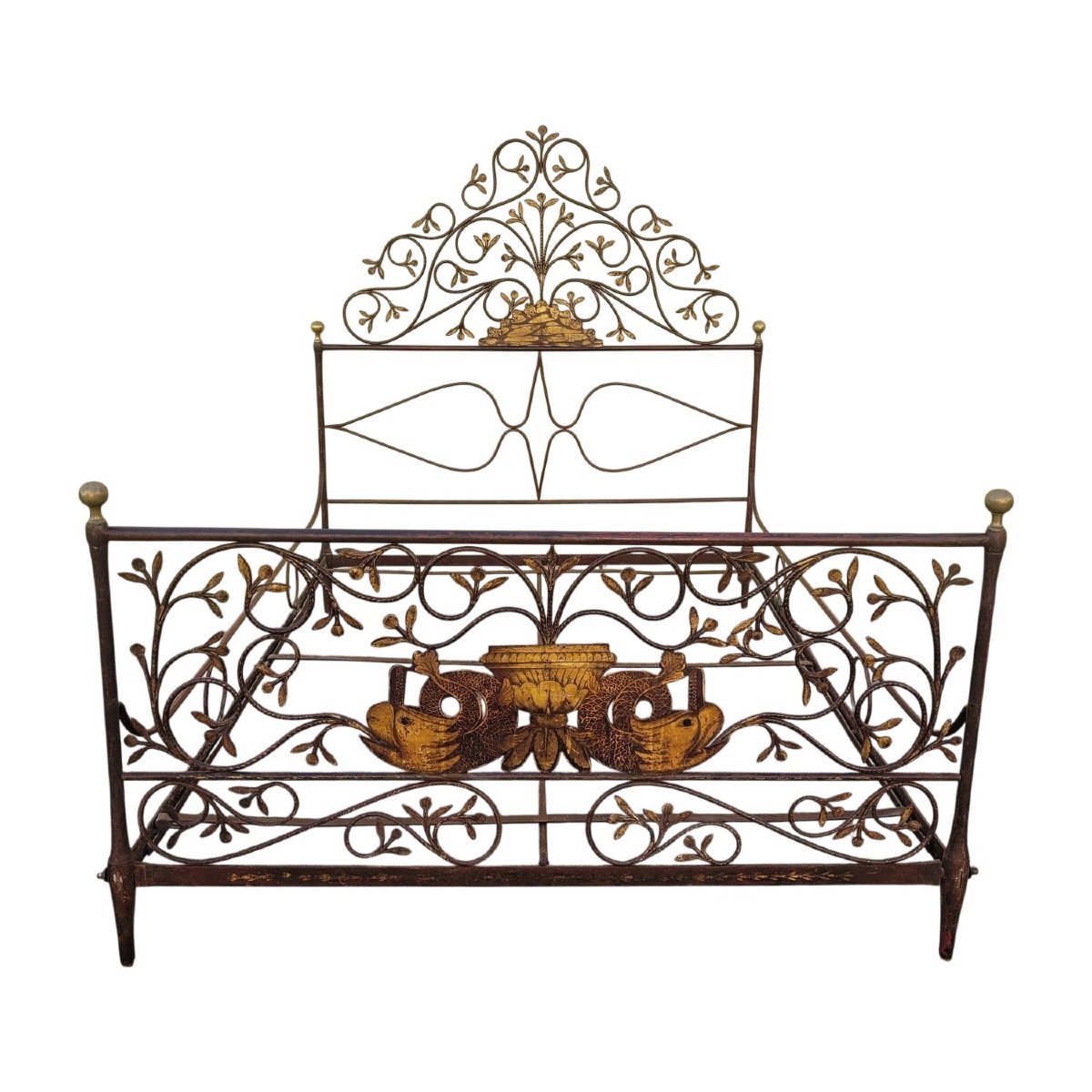 Painted Iron Genoese Bed, W150 Cm, Early 19th Century