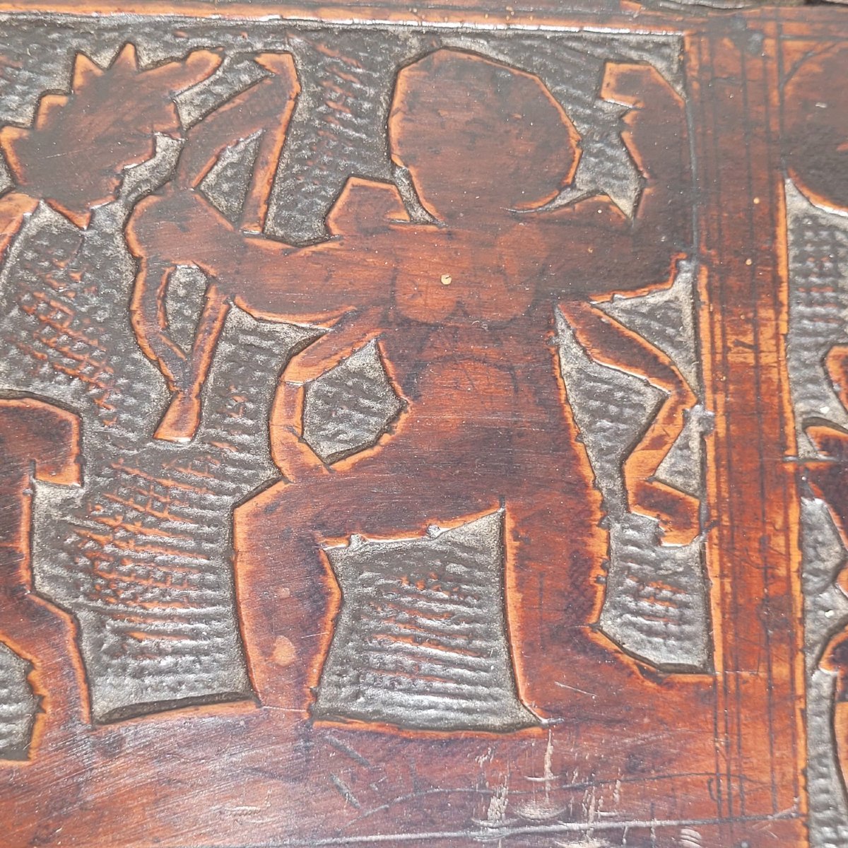 Rare Pyrographed Cedar Chest, Venice, 17th Century-photo-2