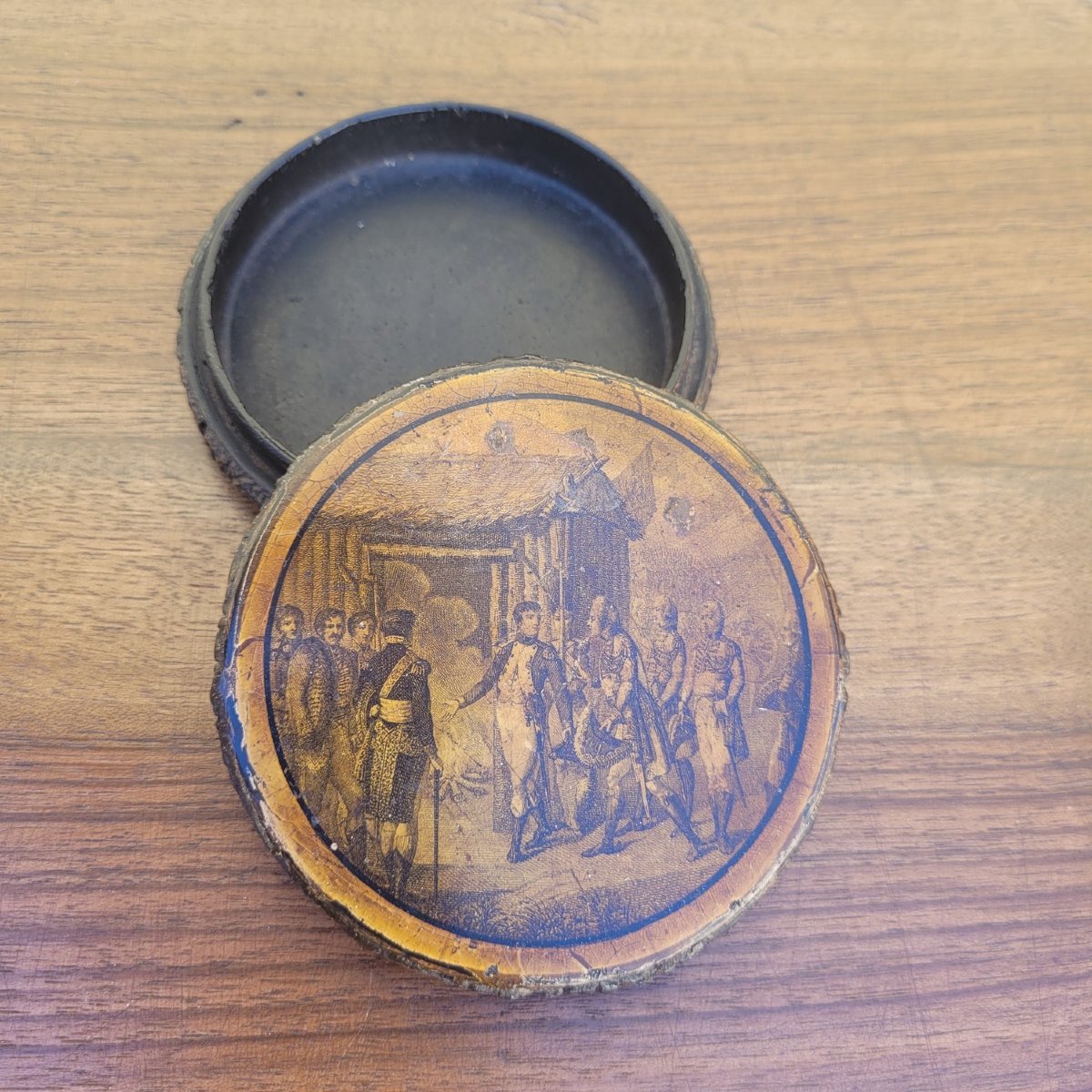 Boite en papier mâché, Napoléon 1er au camp militaire, XIXème siècle-photo-2