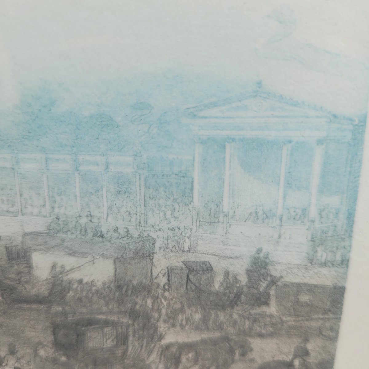 Races At Chantilly, Engraving, 82.5 X 68 Cm, 19th Century-photo-1