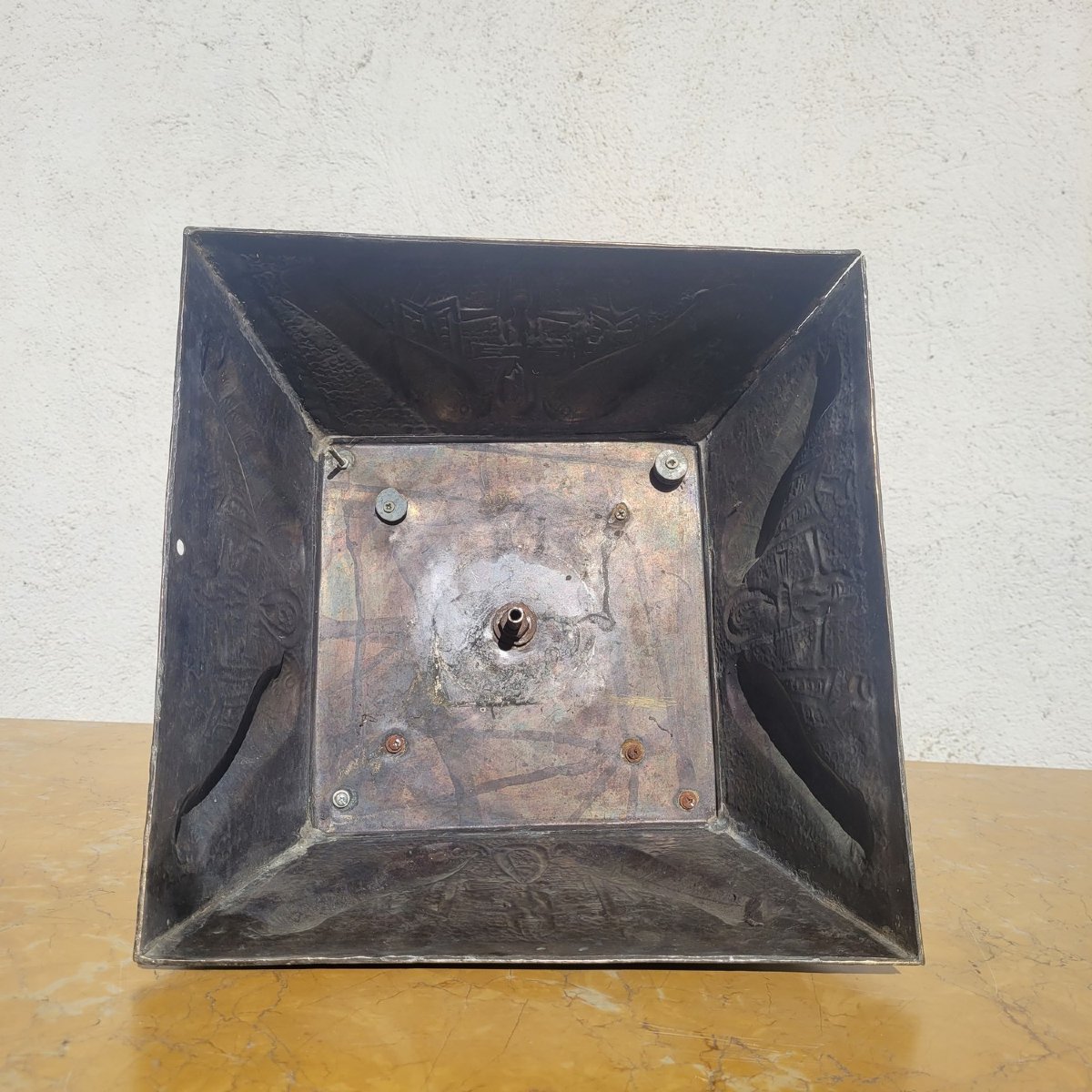 Egyptomania, ancien pied de lampe en métal, début XXème siècle-photo-8