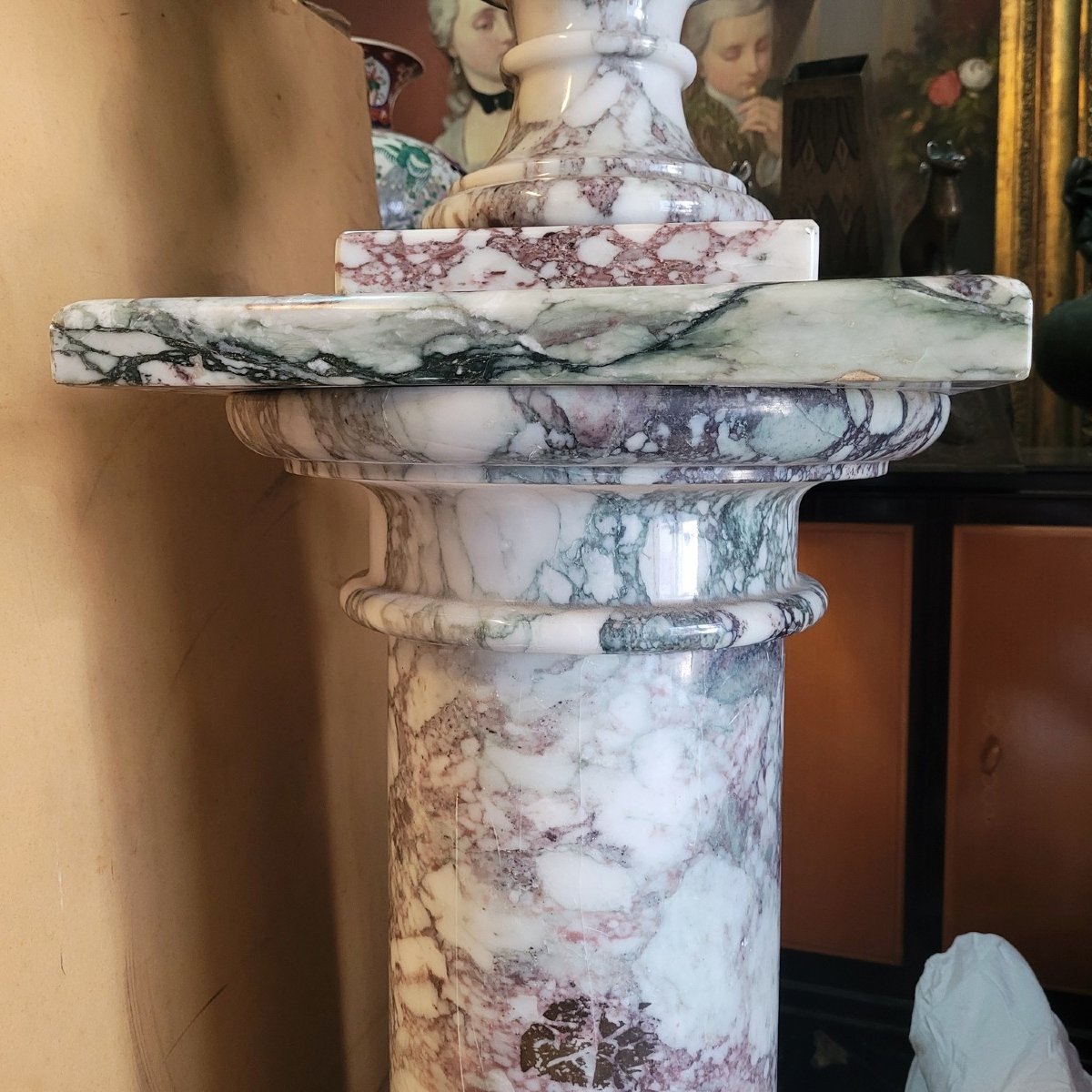 Medici Vase On A Marble Column, H171cm,  Mid-20th Century-photo-5