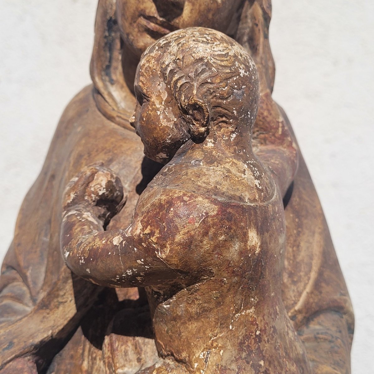 Virgin And Child In Soft Limestone – Eastern France, 15th Century-photo-3