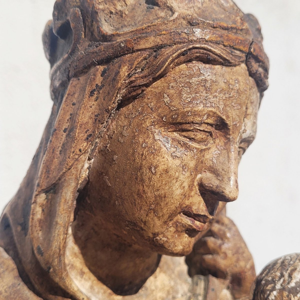 Virgin And Child In Soft Limestone – Eastern France, 15th Century-photo-3