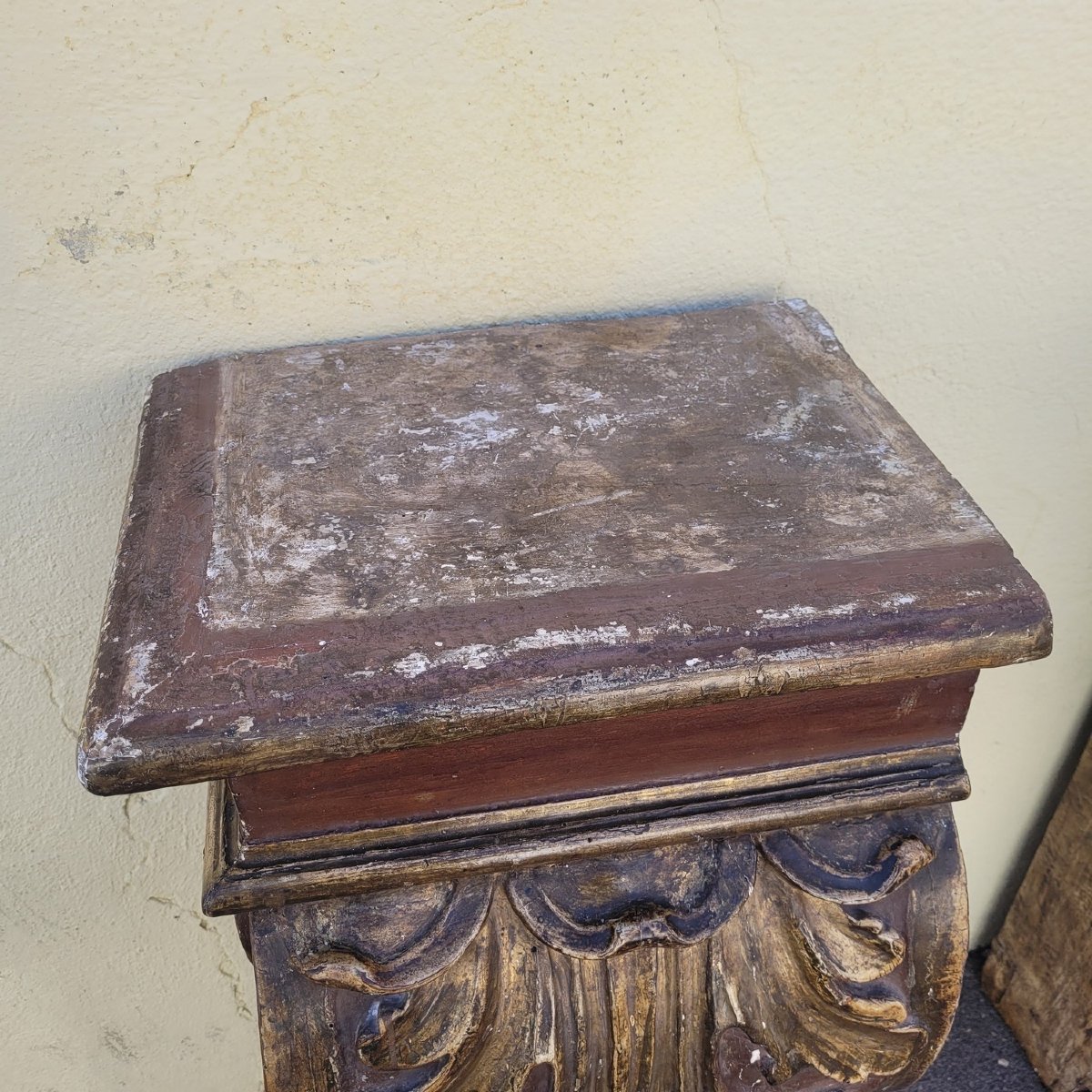 Important Pair Of Wall Sconces, H 111 Cm, Carved Wood, 17th Century-photo-3