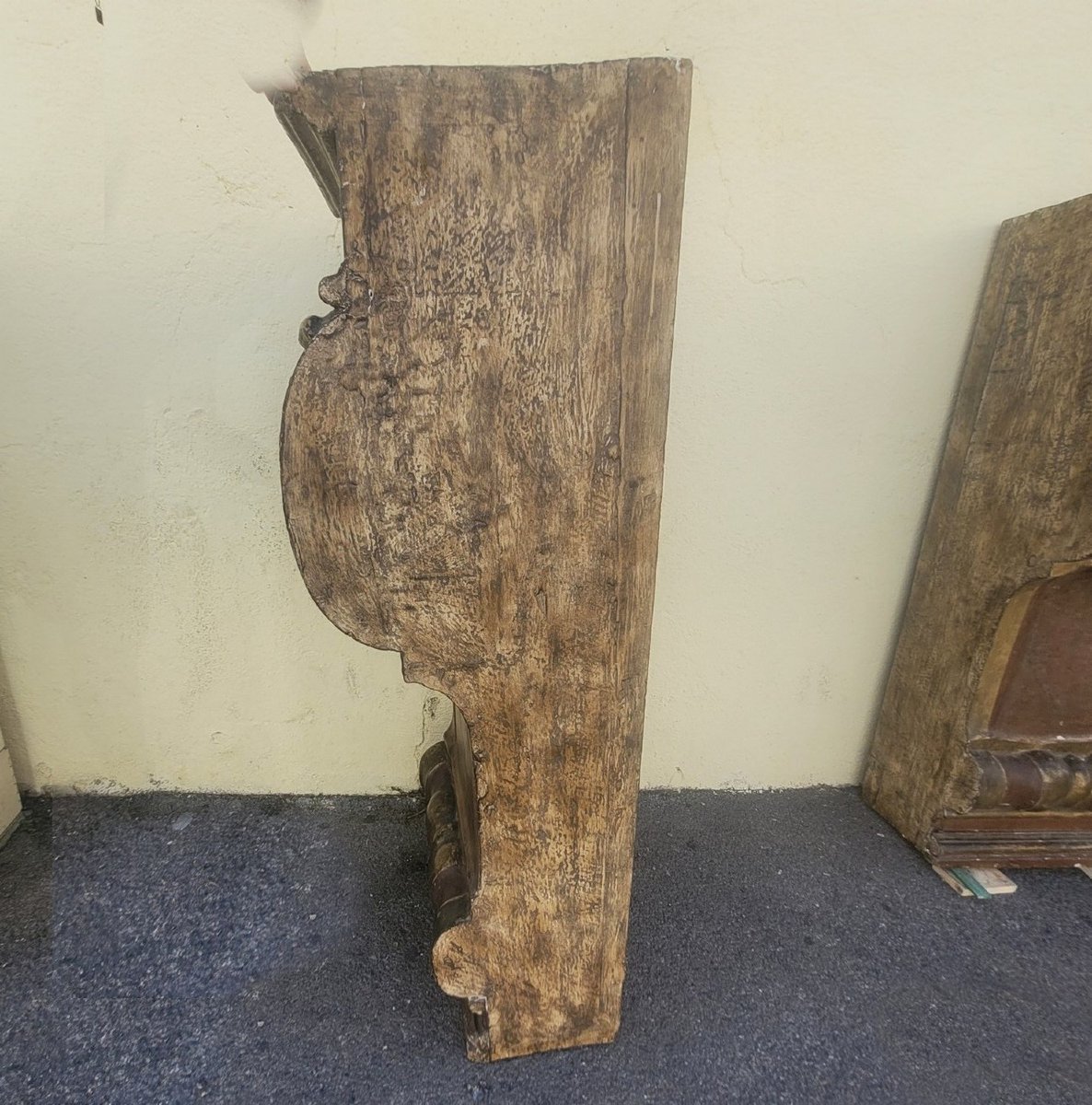Important Pair Of Wall Sconces, H 111 Cm, Carved Wood, 17th Century-photo-7