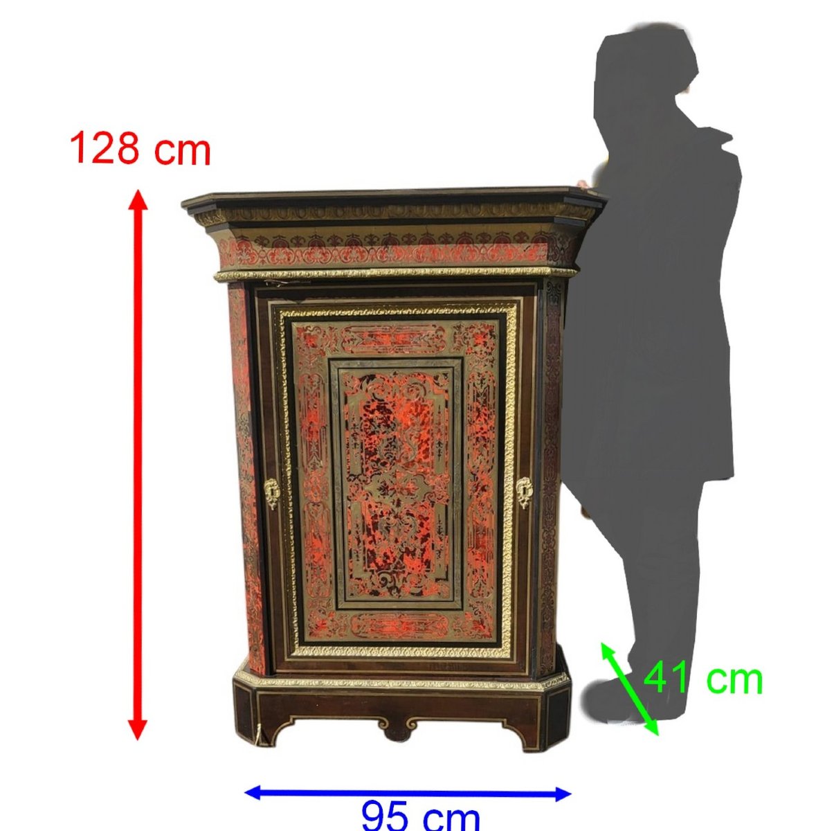 Meuble à hauteur d'appui Boulle, H128cm, Napoléon III, XIXème siècle-photo-2