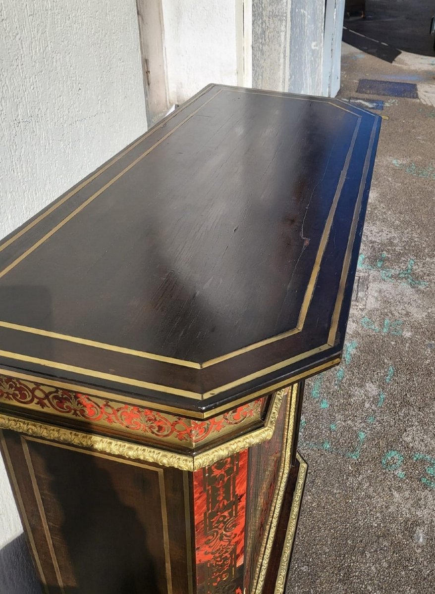 Meuble à hauteur d'appui Boulle, H128cm, Napoléon III, XIXème siècle-photo-4