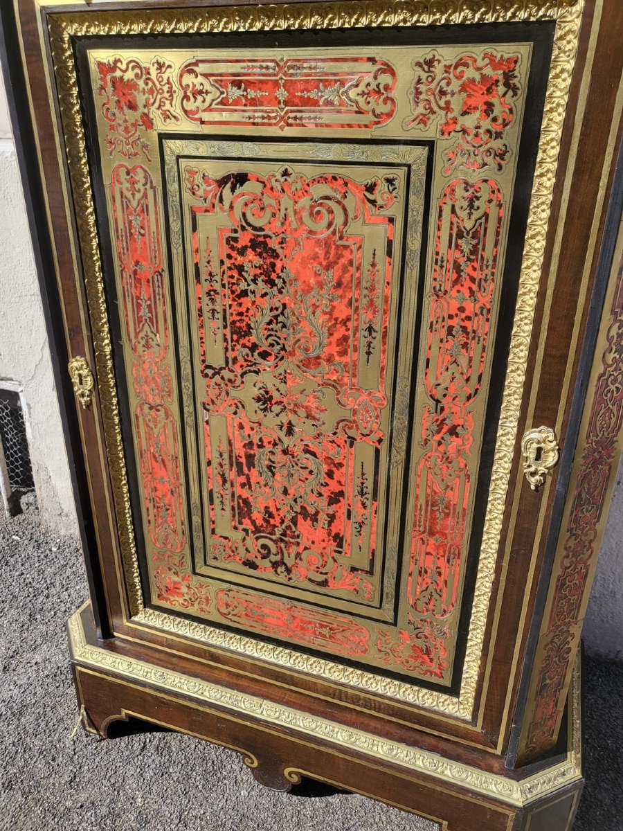 Meuble à hauteur d'appui Boulle, H128cm, Napoléon III, XIXème siècle-photo-2