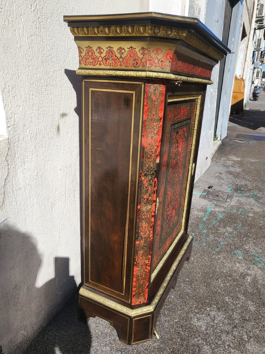 Meuble à hauteur d'appui Boulle, H128cm, Napoléon III, XIXème siècle-photo-3