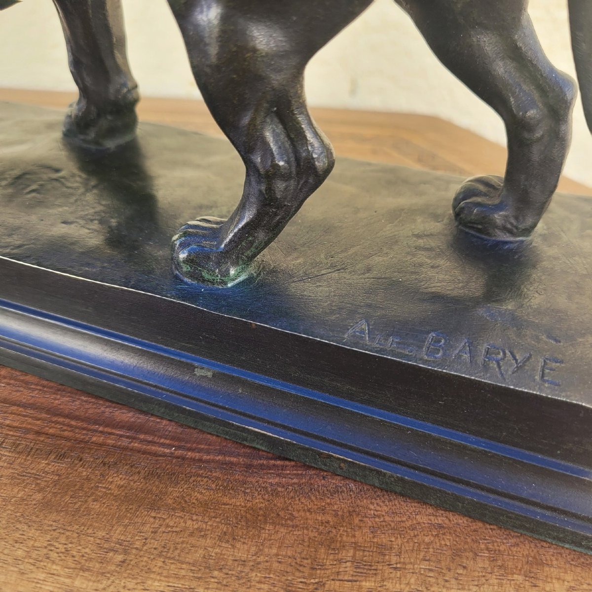 Alf Barye, lion marchant, bronze signé, XIXème siècle-photo-3