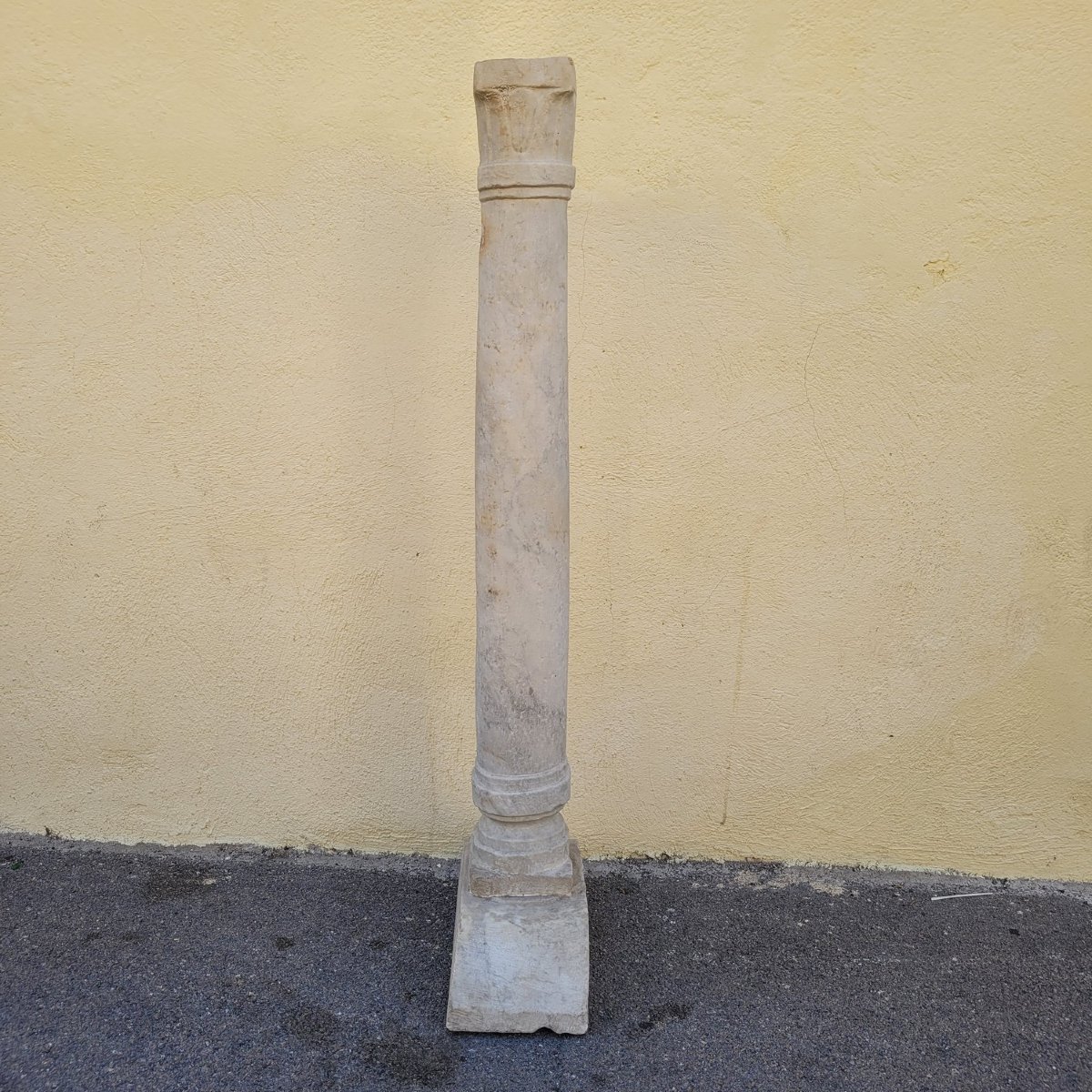 Carved White Marble Column, H134cm, Roman Period-photo-1