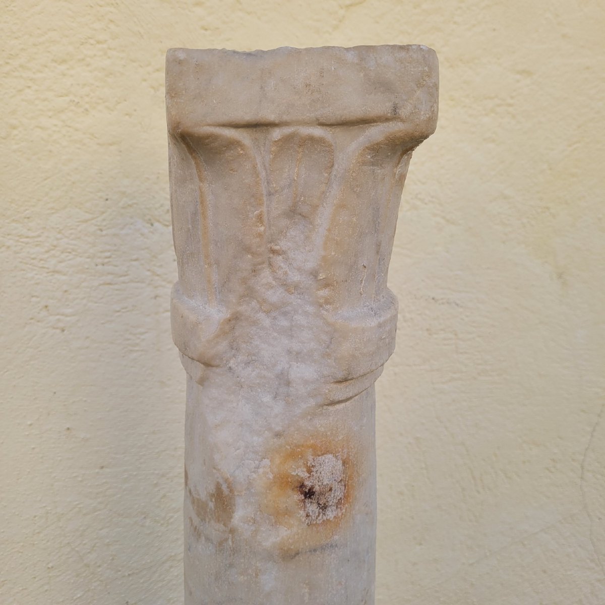 Carved White Marble Column, H134cm, Roman Period-photo-4