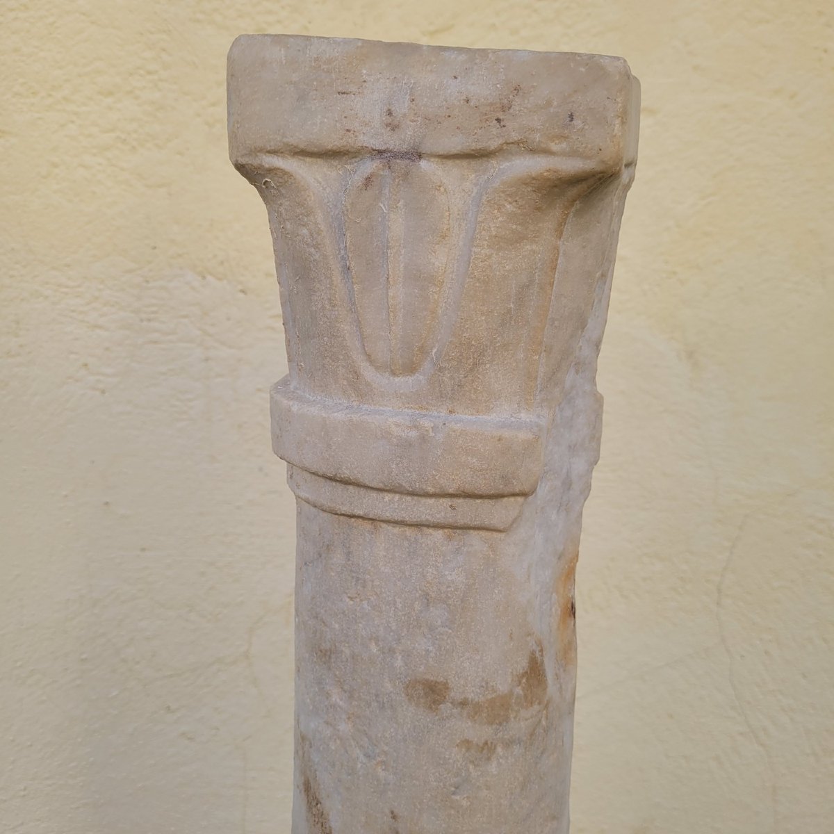 Carved White Marble Column, H134cm, Roman Period-photo-8
