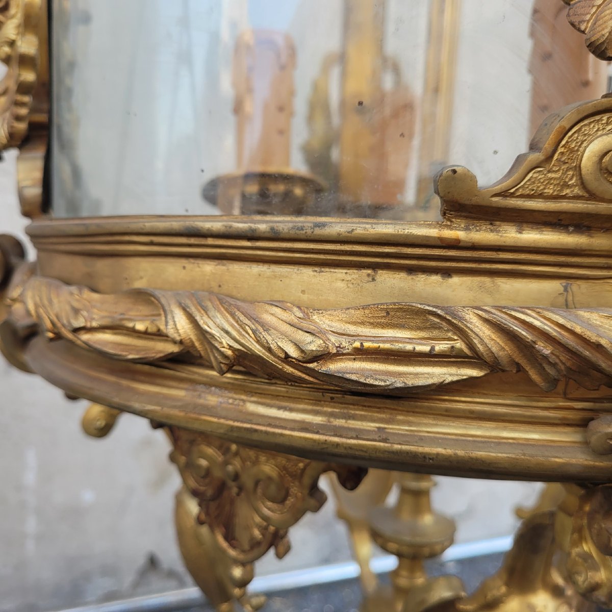 Importante Lanterne H135cm en bronze patine dorée, XXème siècle-photo-6