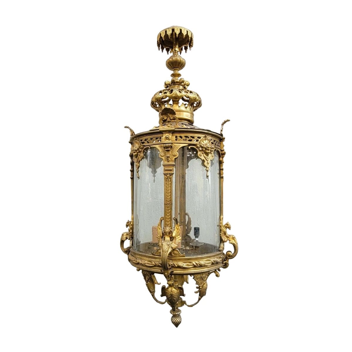 Importante Lanterne H135cm en bronze patine dorée, XXème siècle