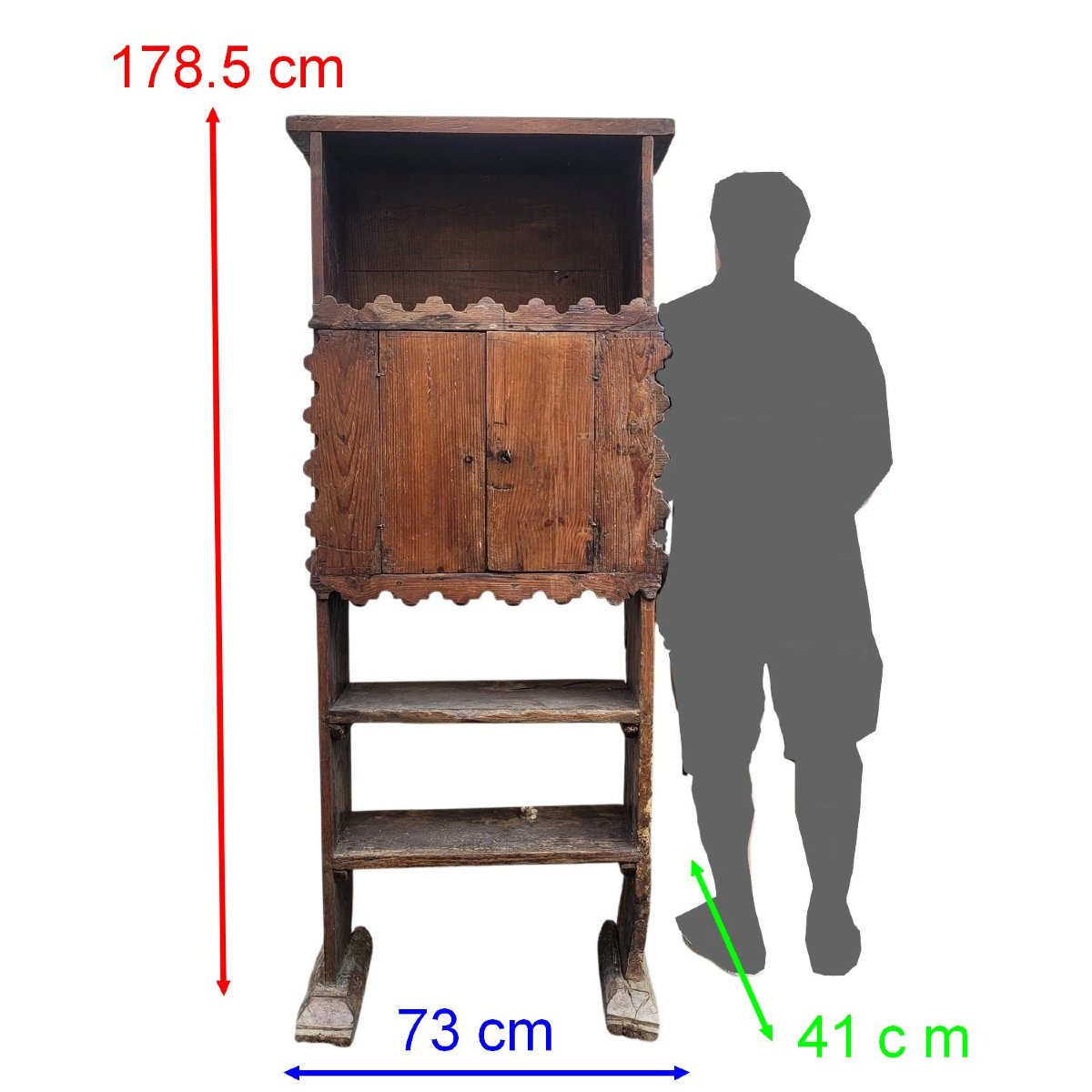 meuble de Berger en mélèze et châtaignier, art populaire, XIXème siècle-photo-2