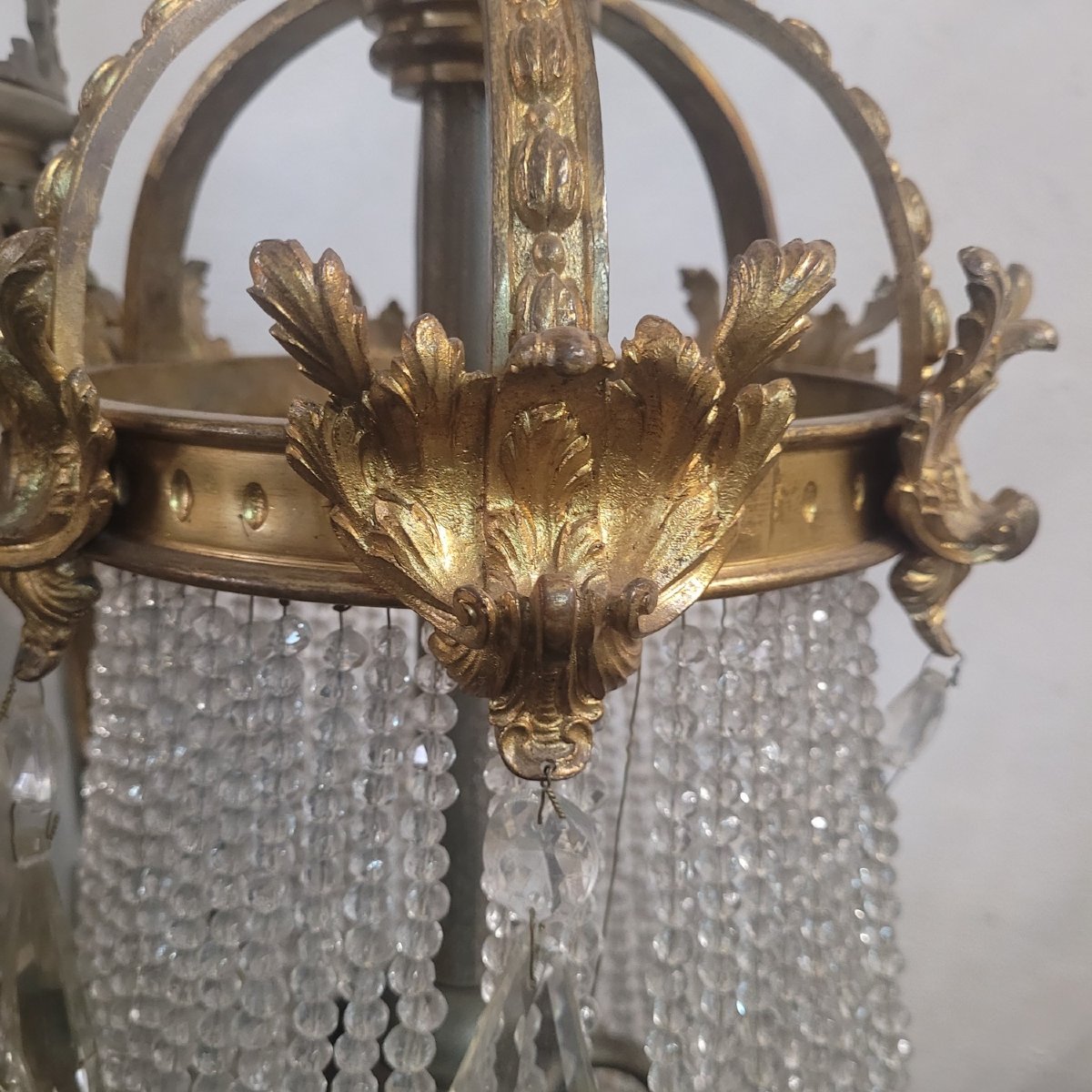 Hot-air Balloon Chandelier, H 165 Cm, Bronze And Crystal, 19th Century-photo-4