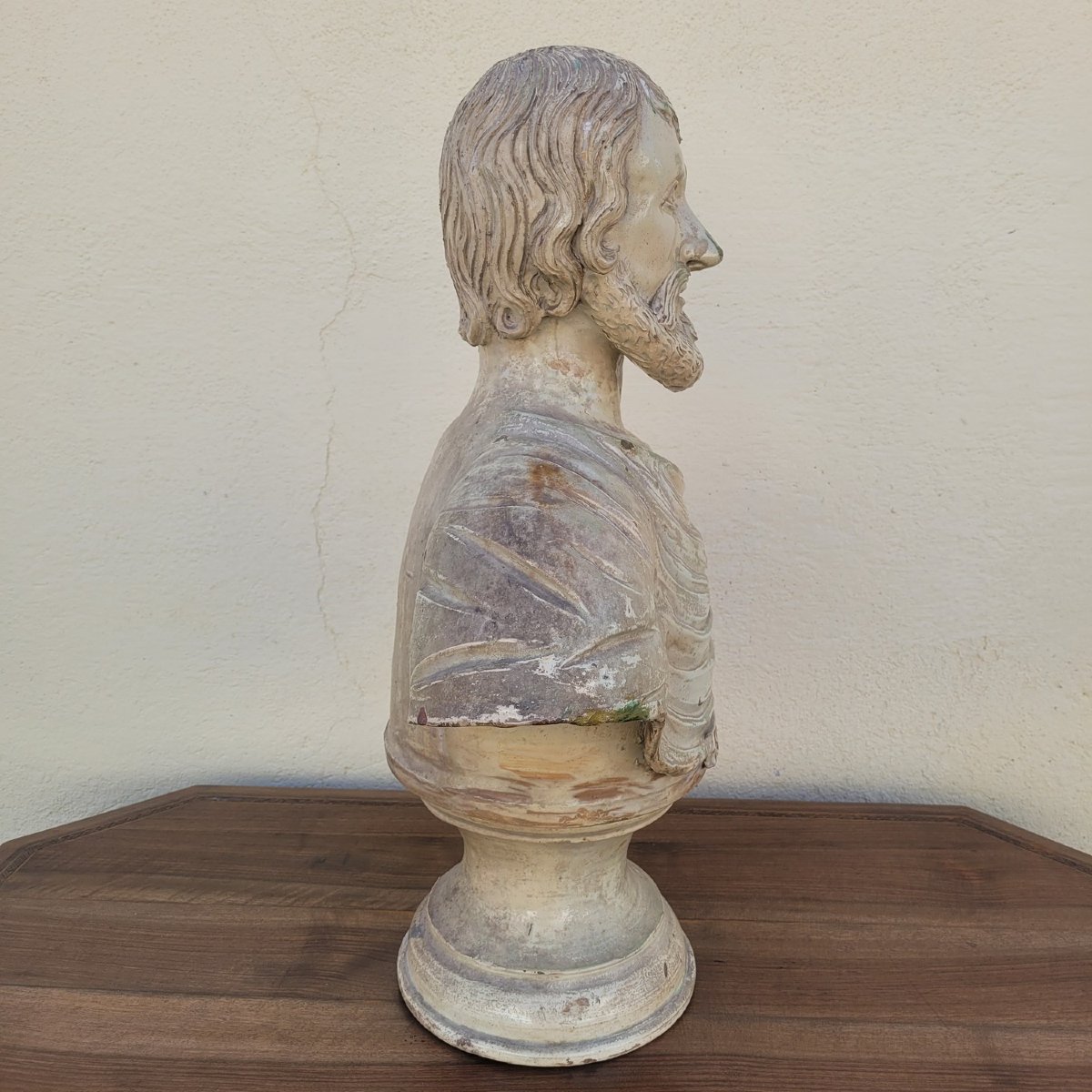Socrate, grand buste H73cm en terre cuite vernissée, Italie, XIXème siècle-photo-3