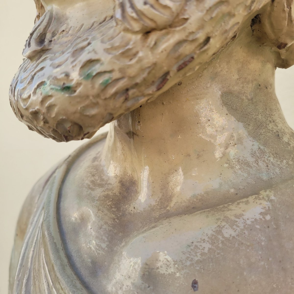 Socrate, grand buste H73cm en terre cuite vernissée, Italie, XIXème siècle-photo-5