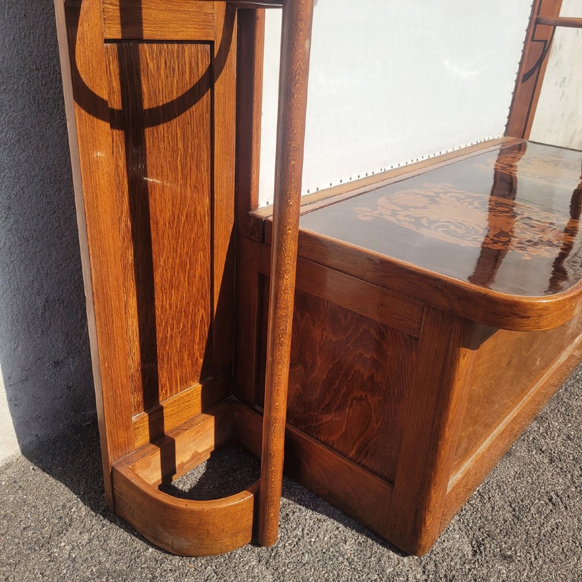 Meuble Vestiaire d'entrée en bois, art nouveau, début XXème siècle-photo-4