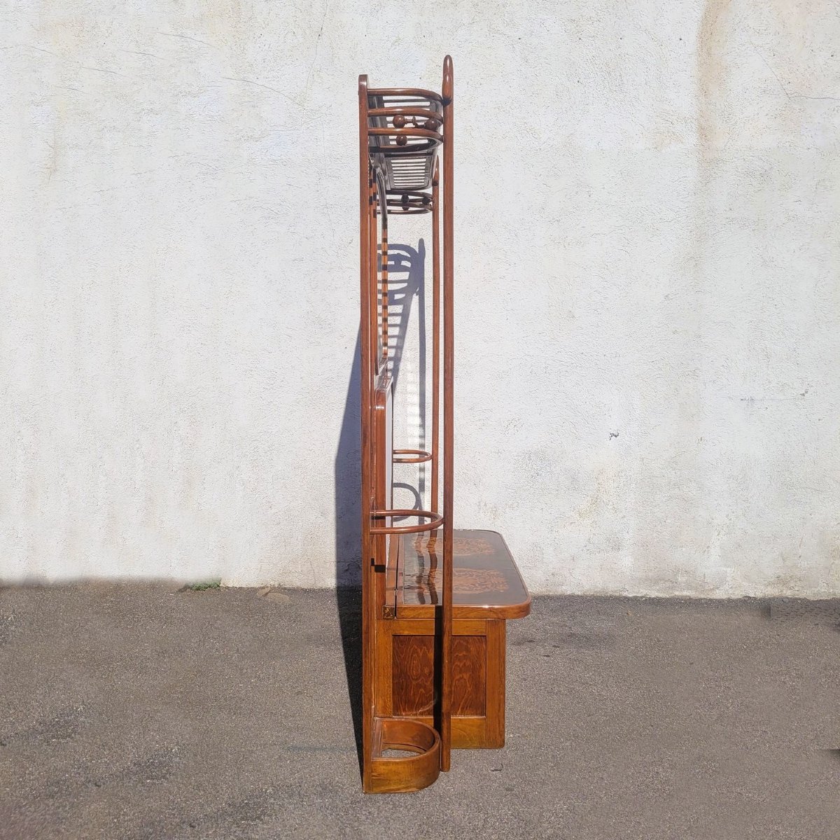 Meuble Vestiaire d'entrée en bois, art nouveau, début XXème siècle-photo-5
