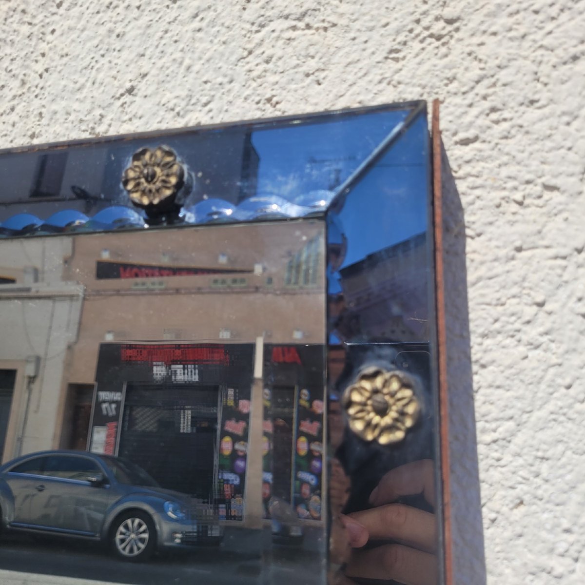 Grand miroir, H155cm, en verre teinté, Italie années 70-photo-3