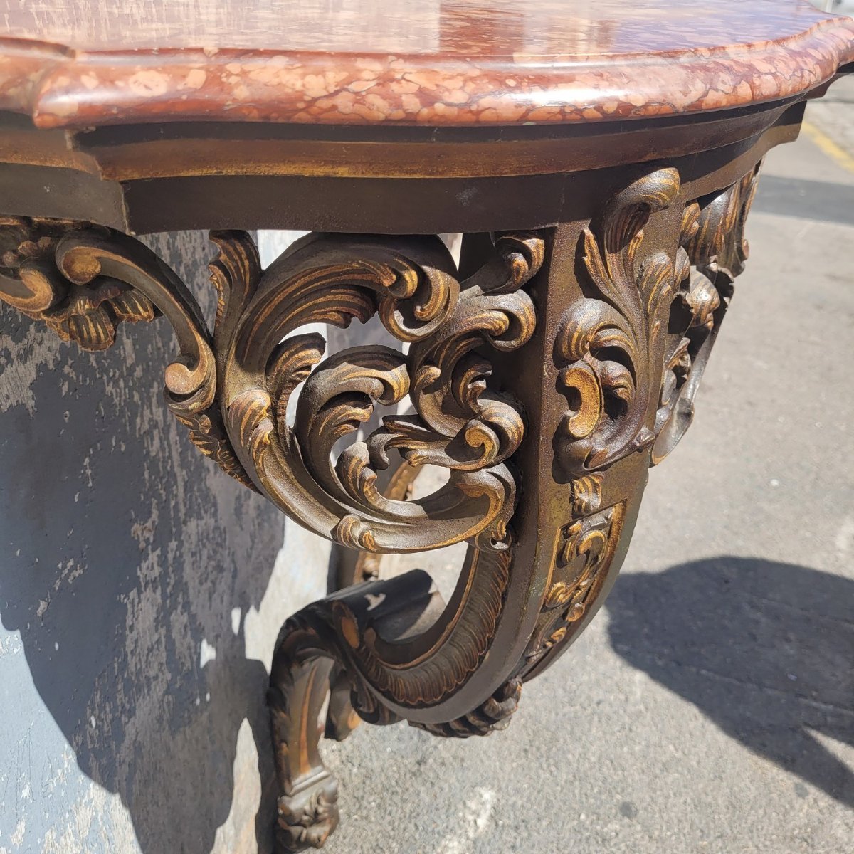 Pair Of Corner Consoles, H 99 Cm, Louis XV Style, Late 19th Century-photo-2