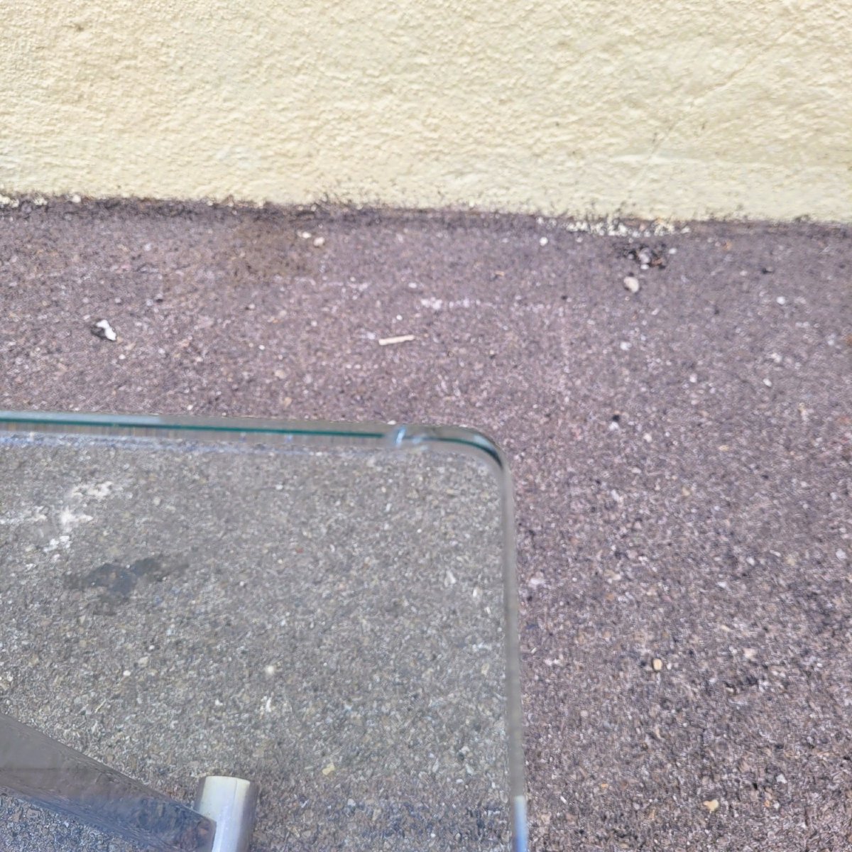 Table basse en verre et en métal , années 70 -photo-1