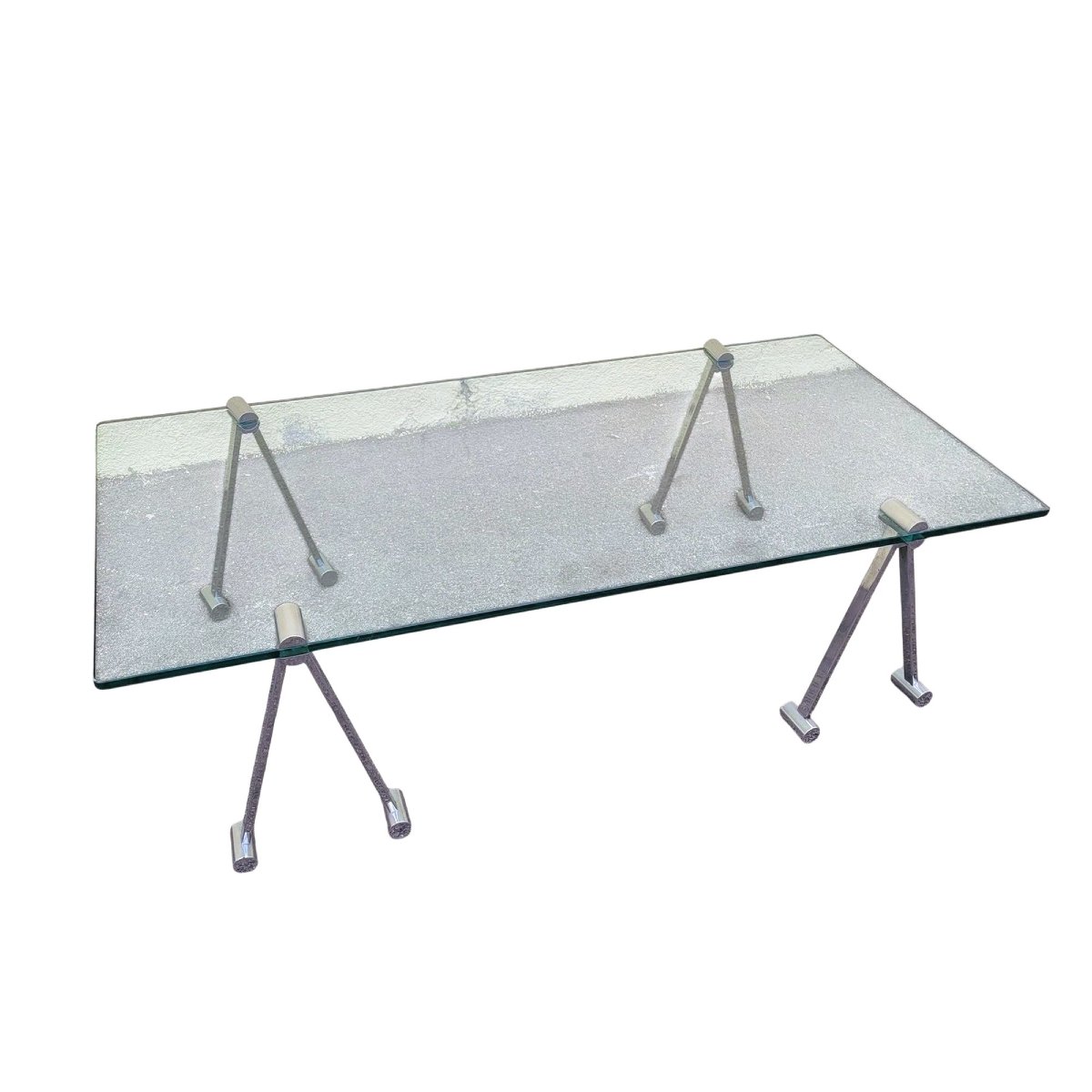 Table basse en verre et en métal , années 70 