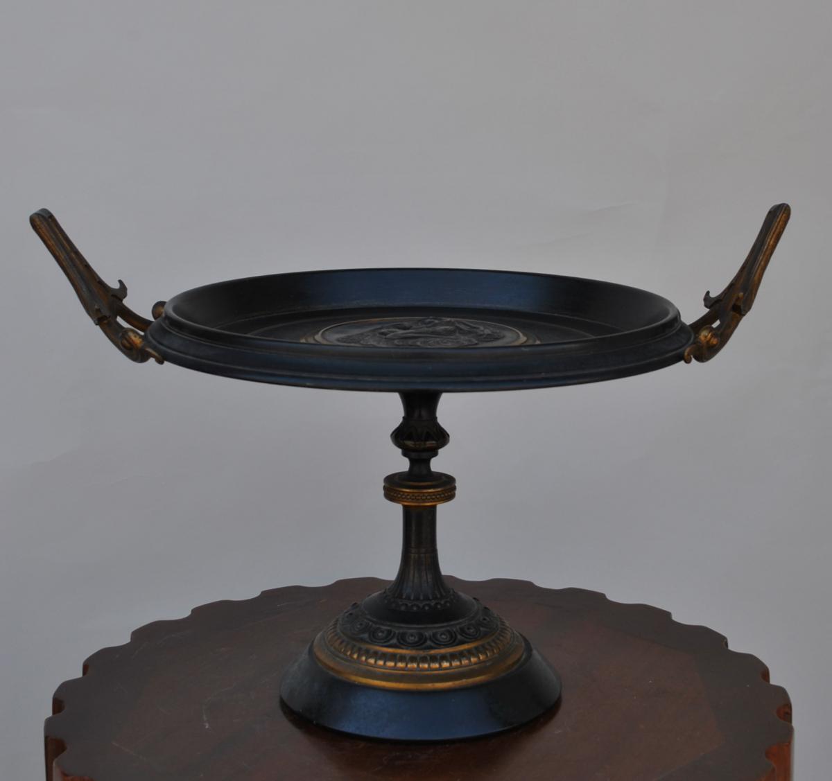 Coupe En Bronze + bougeoirs Napoleon III-photo-2