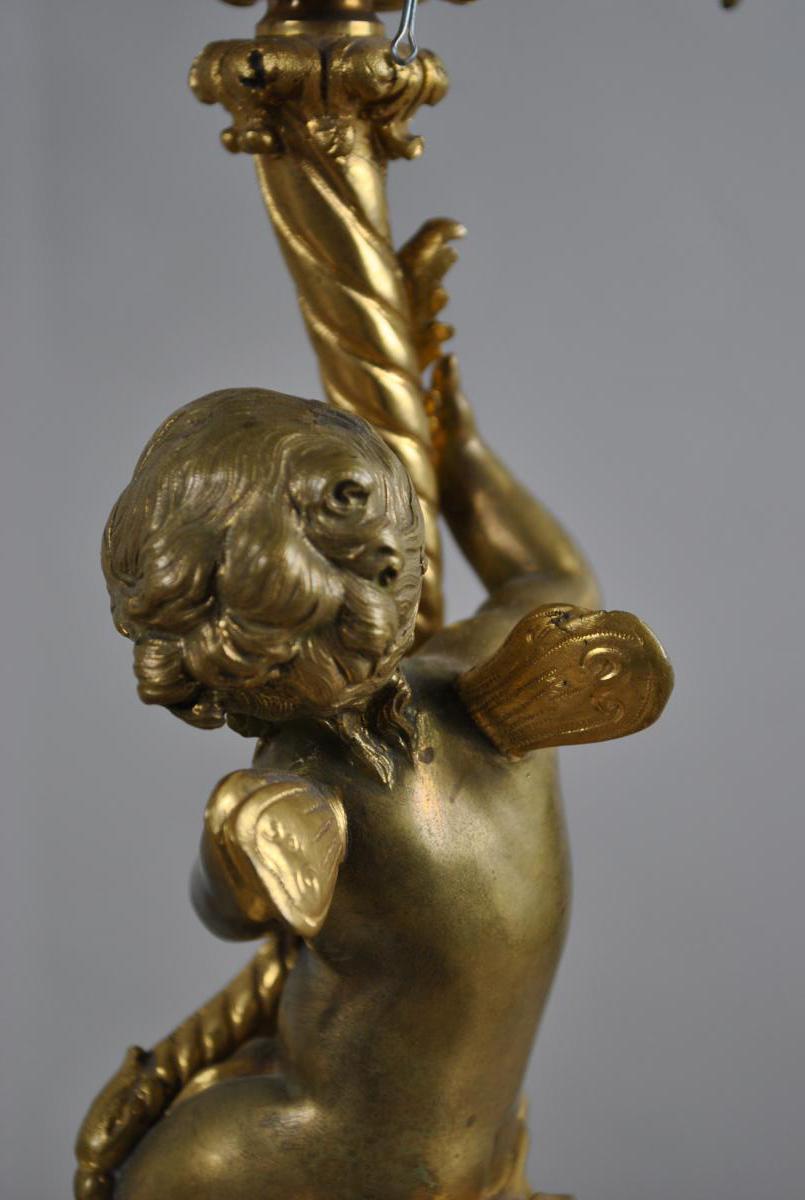 *Offre spéciale *2 Candélabres Bébés En Bronze, 19eme siècle-photo-2