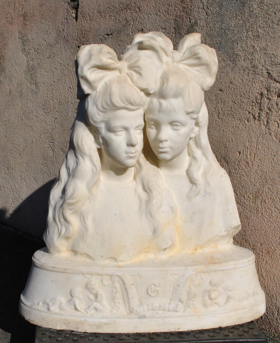 *special Offer* Busts Of Young Women, Carrara Marble, Late Nineteenth