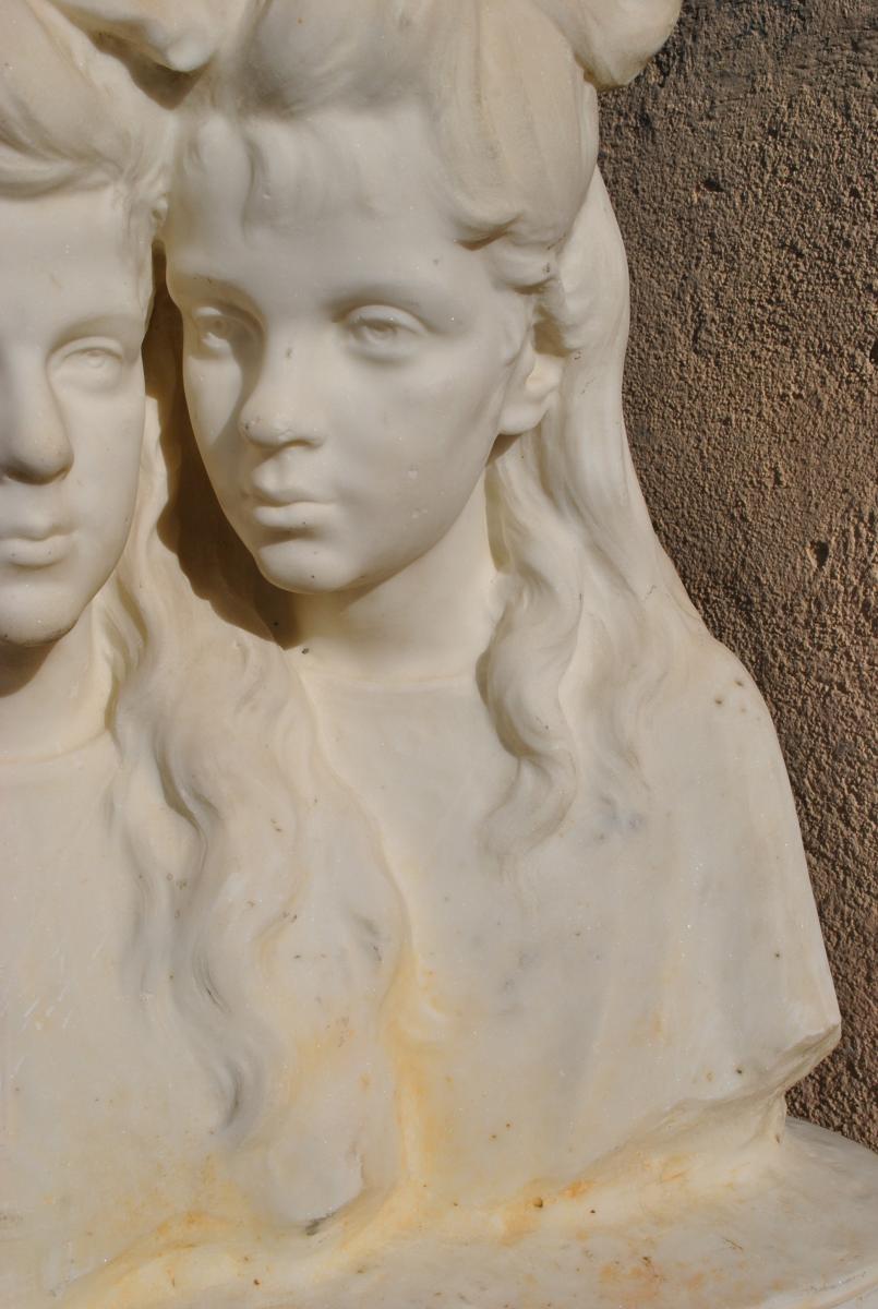 *special Offer* Busts Of Young Women, Carrara Marble, Late Nineteenth-photo-3