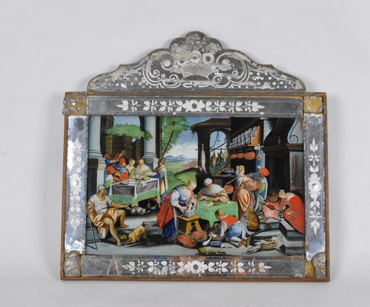 *special Offer* 2 Glass Painting ,18th/19th Early Century-photo-2
