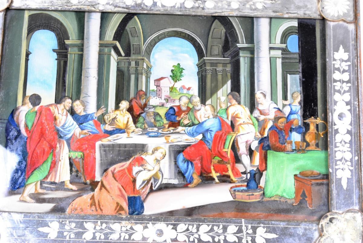 *special Offer* 2 Glass Painting ,18th/19th Early Century-photo-3
