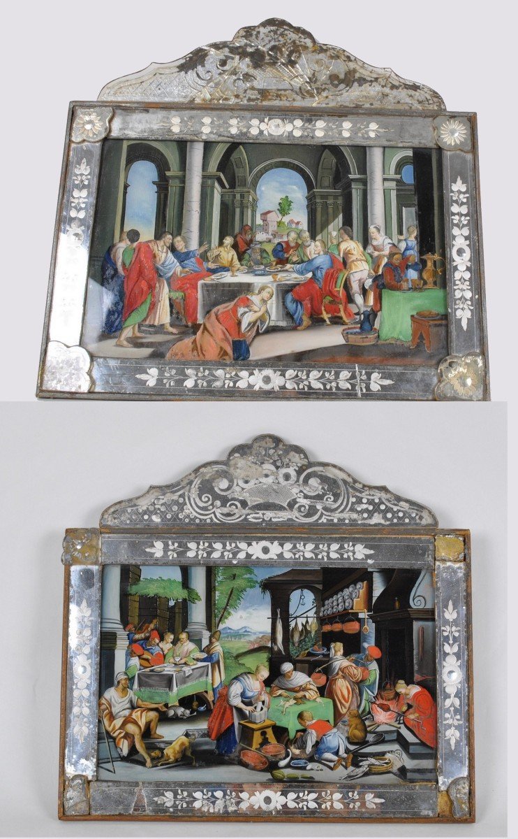 *special Offer* 2 Glass Painting ,18th/19th Early Century