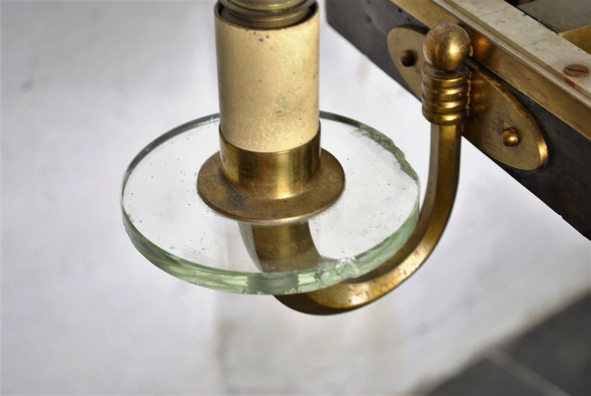 *special Offer *art Deco Chandelier In Wood And Bronze, Circa 1930-photo-4