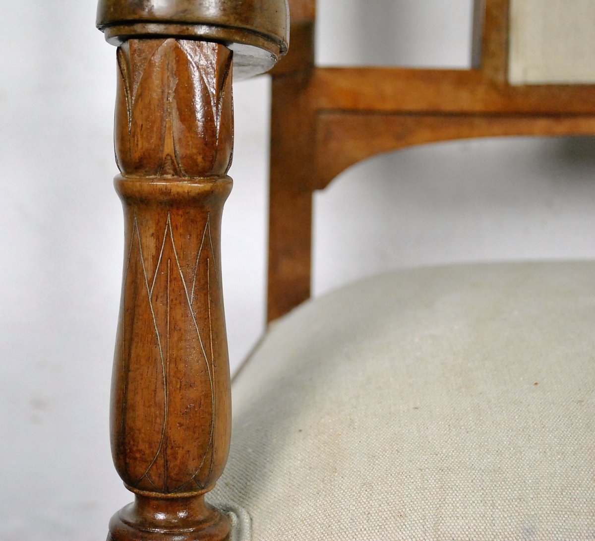 *Offre spéciale *Salon Attribué à E Quarti, En Bois Incrusté De Laiton, Art Nouveau, XXème -photo-6