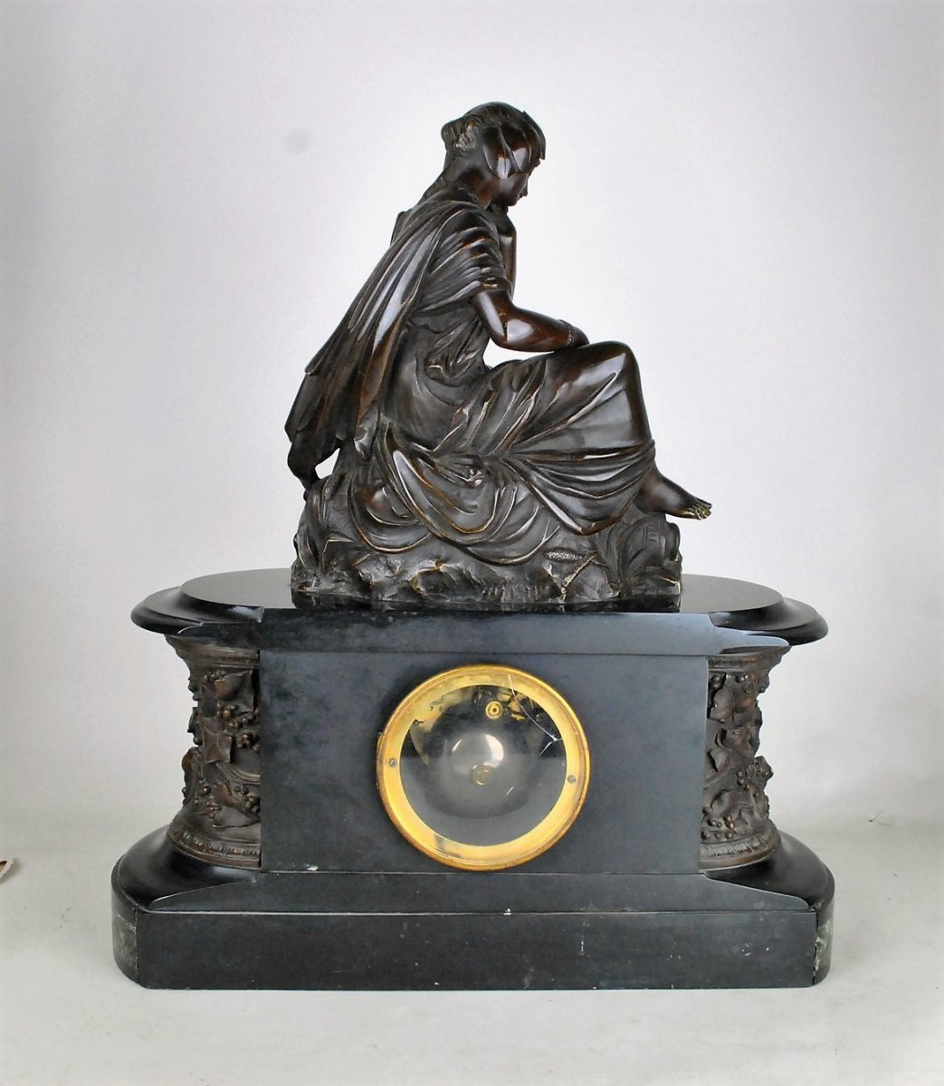 *Offre spéciale *James Pradier, Garniture De Nemausa, Bronze Et Marbre, XIXème Siècle-photo-2