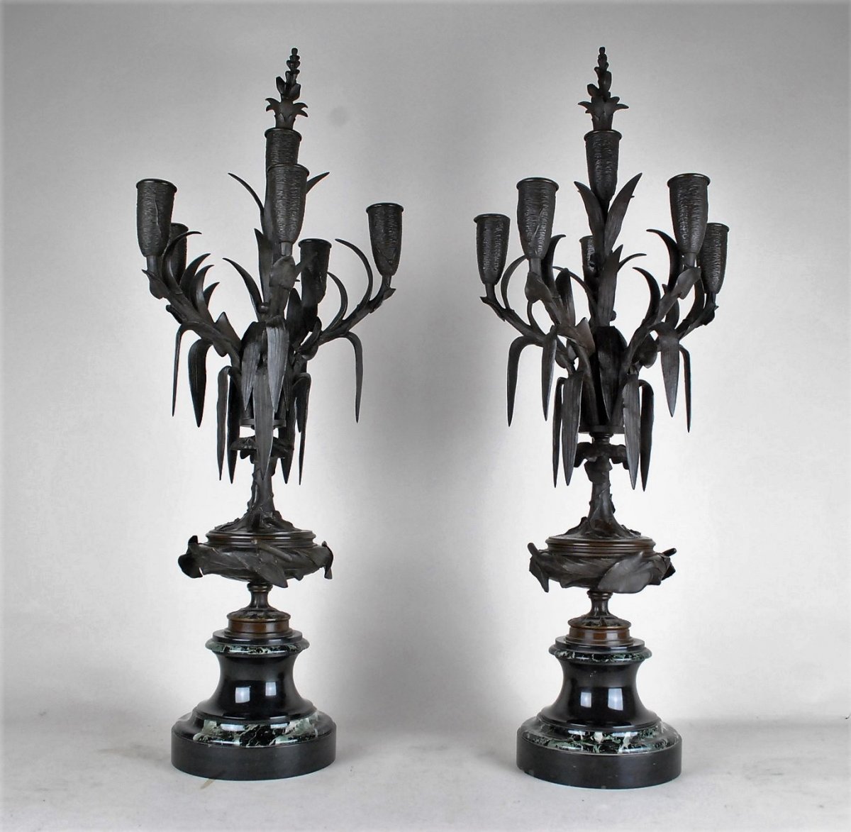 James Pradier, Garniture De Nemausa, Bronze Et Marbre, XIXème Siècle-photo-4