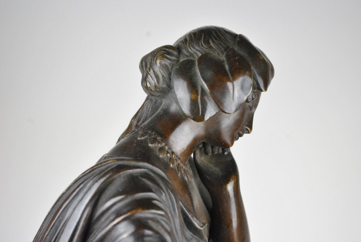 *Offre spéciale *James Pradier, Garniture De Nemausa, Bronze Et Marbre, XIXème Siècle-photo-7