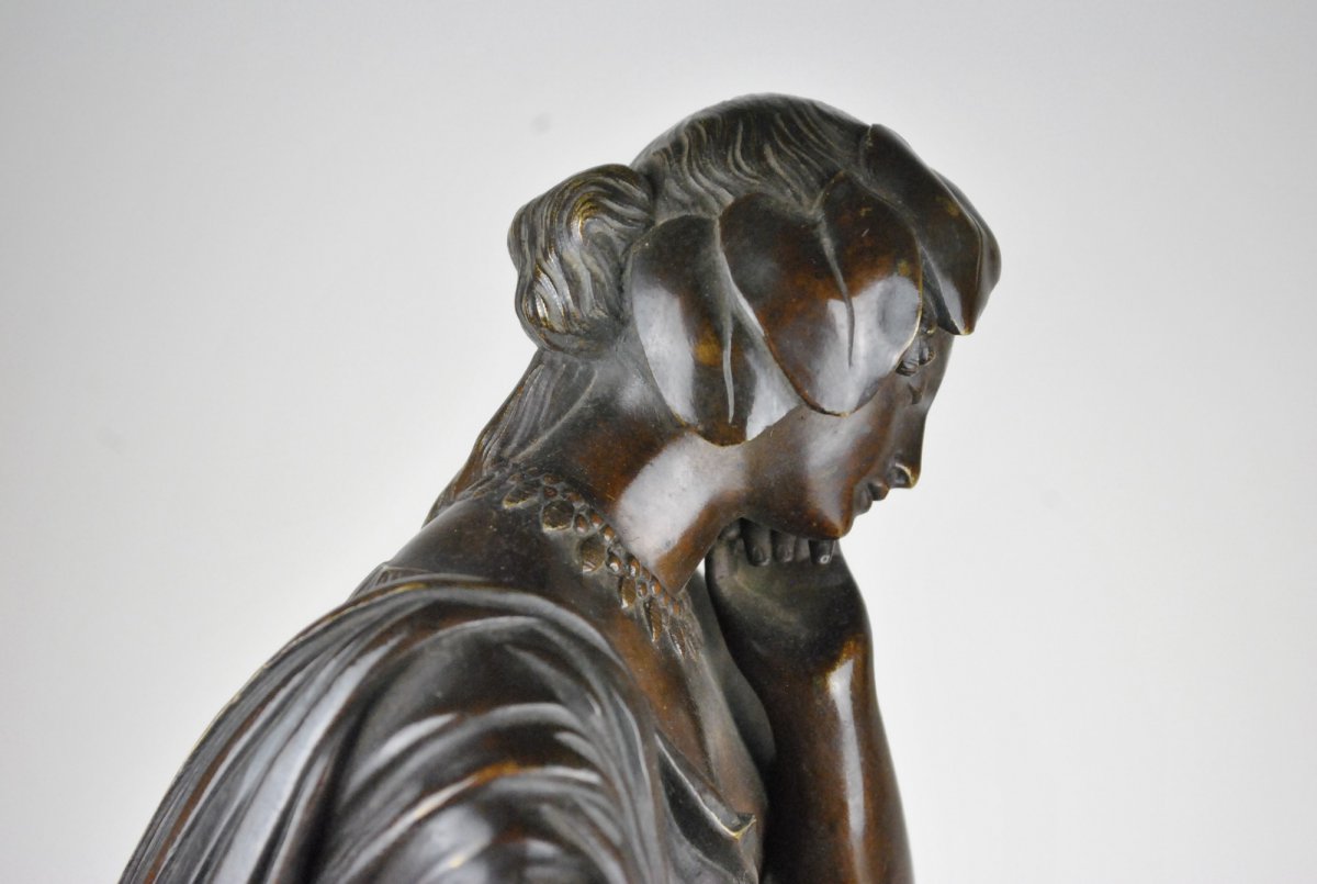 James Pradier, Garniture De Nemausa, Bronze Et Marbre, XIXème Siècle-photo-7