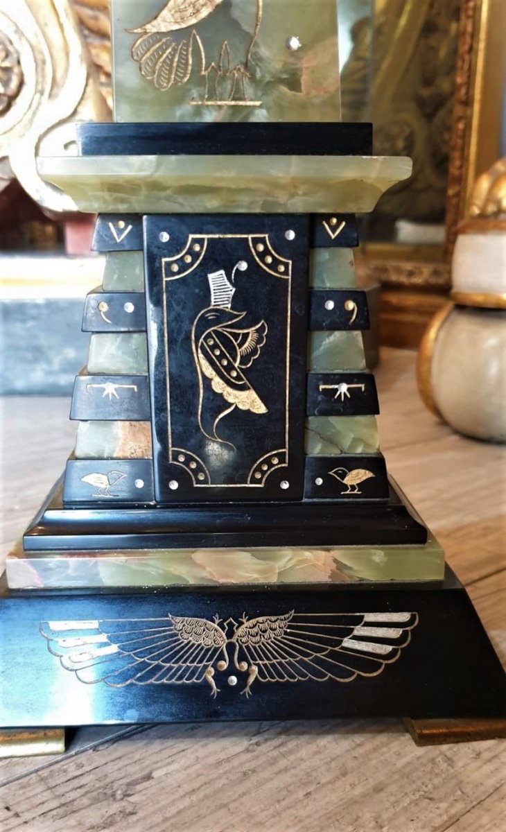 *special Offer * Trim Egyptomania, Marble And Onyx, XIXth Century-photo-2