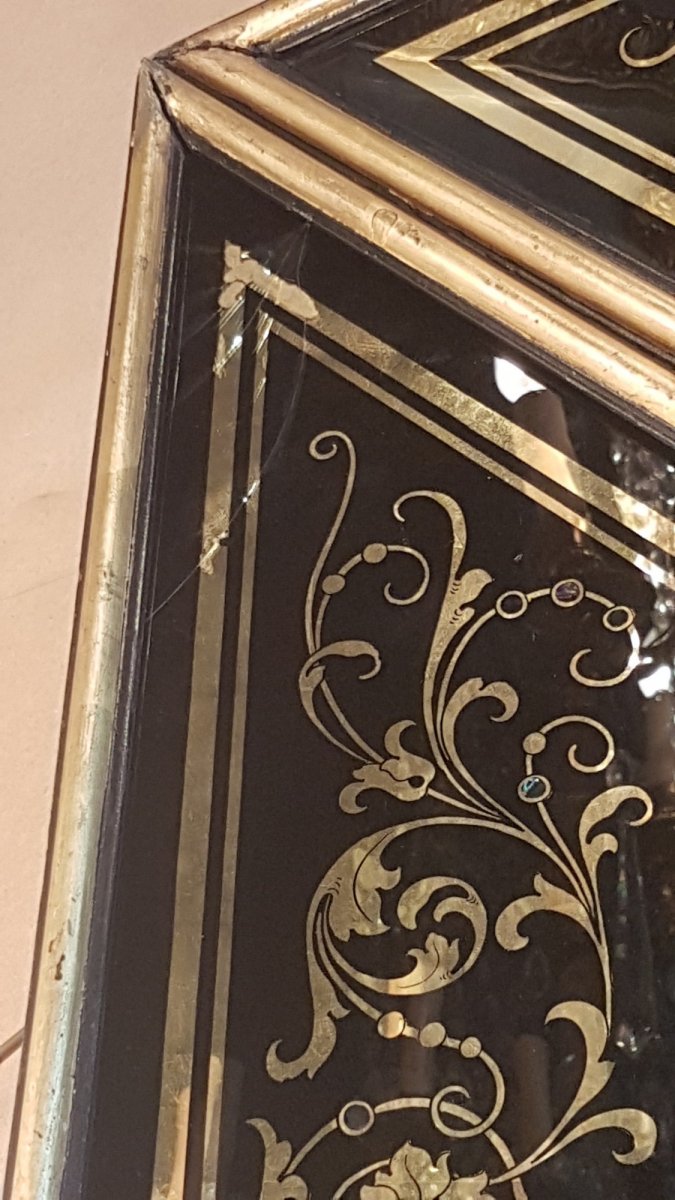 Eglomised Glass Frame, Signed Bucelli & Figlio Ferrara, Napoleon III-photo-6