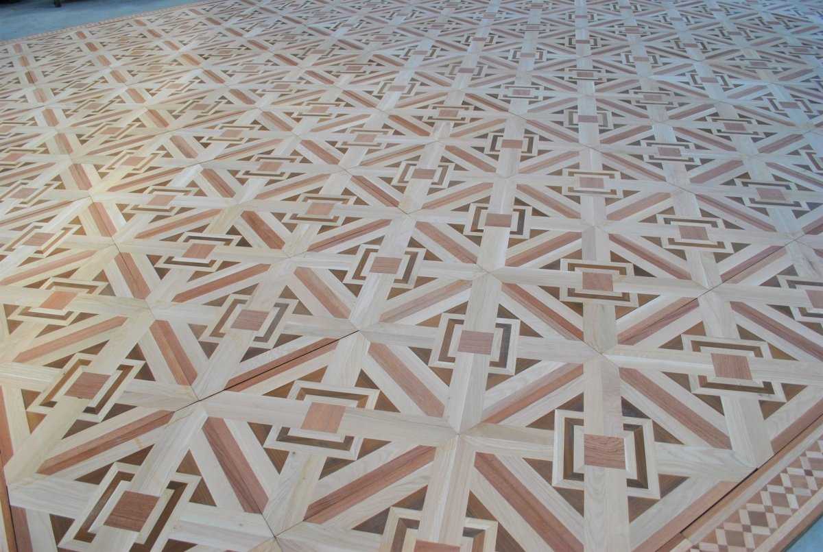 Old Parquet, Approx 45m² In Marquetry From Different Woods, Fully Restored,  20th Century-photo-2